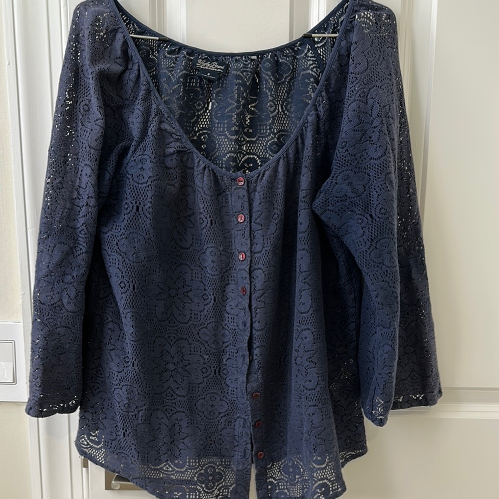 Lucky Brand Crocheted Button-Up Top
